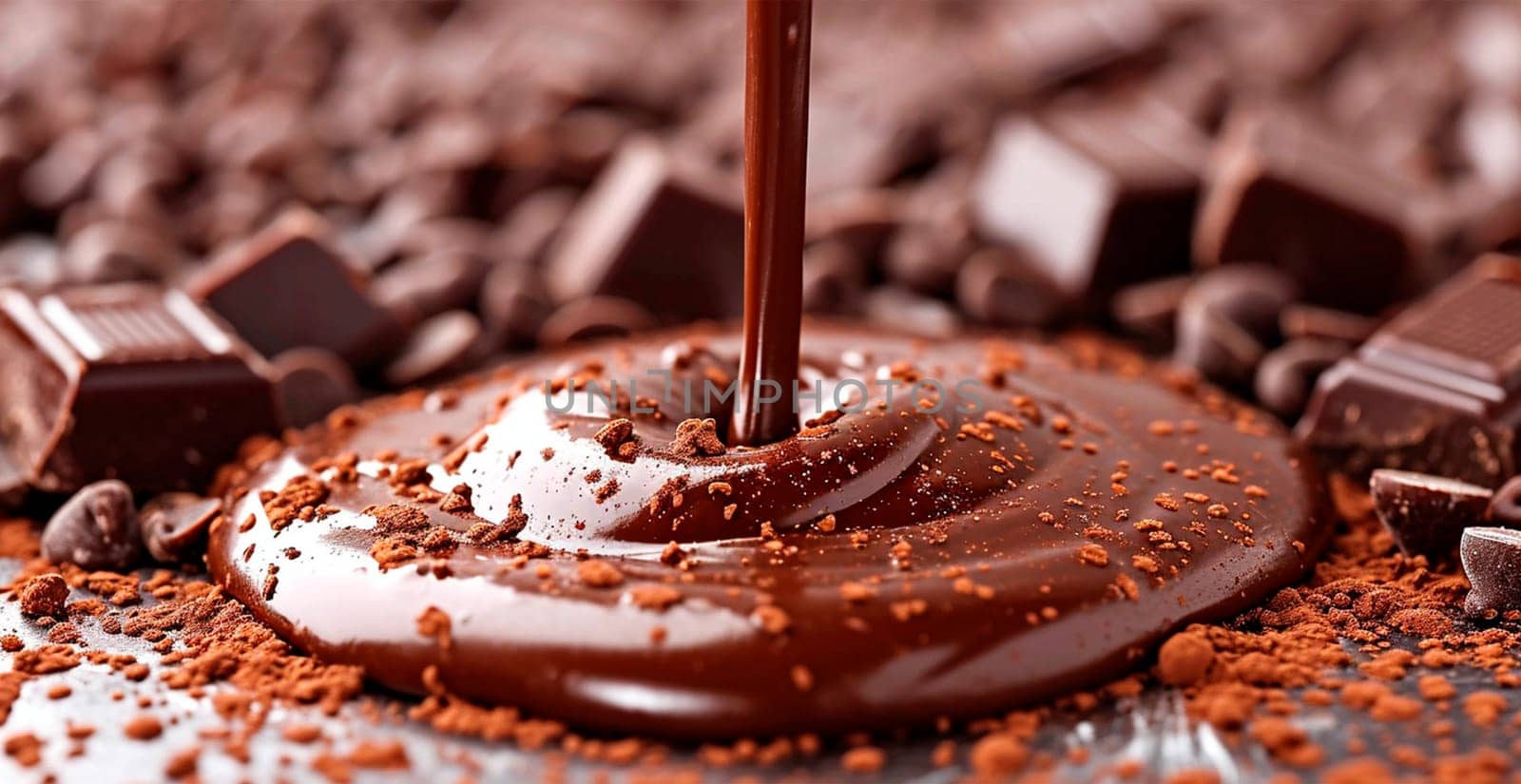 Liquid chocolate, milk cream chocolate AI generated image