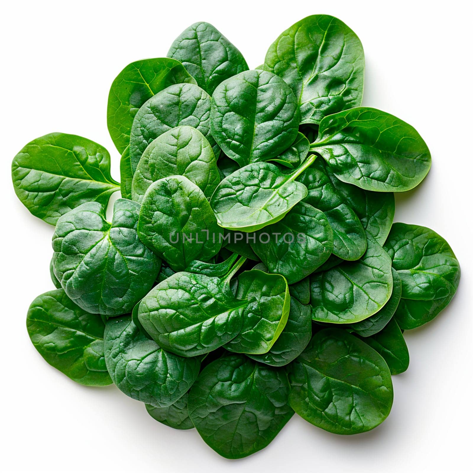 Spinach on white isolated background AI generated image