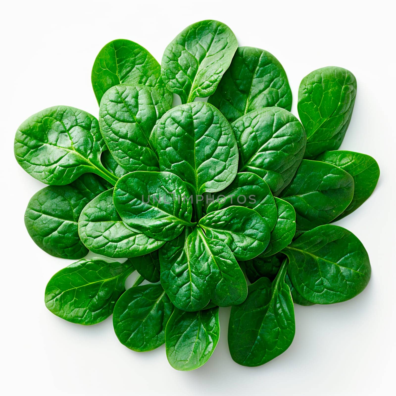 Spinach on white isolated background AI generated image
