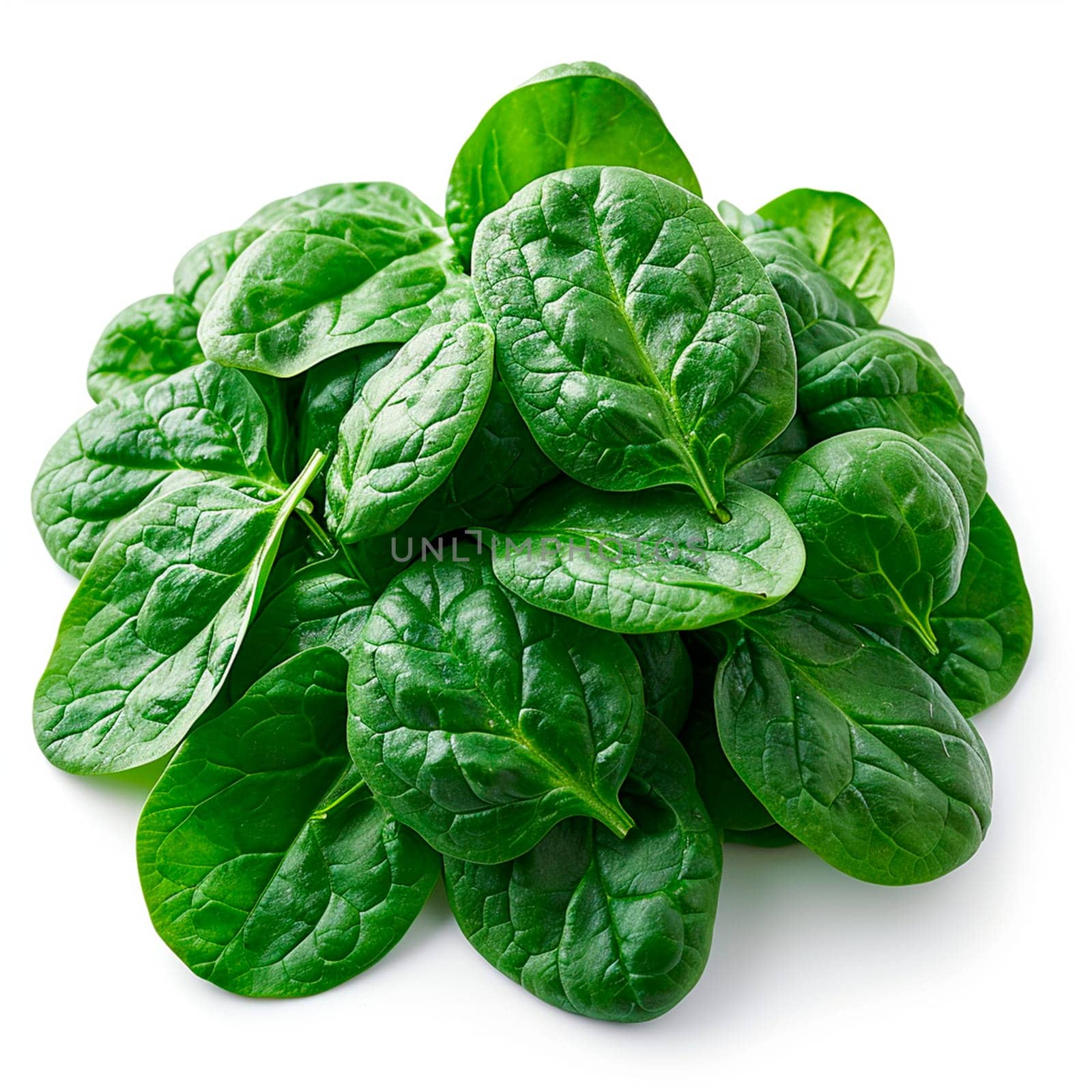 Spinach on white isolated background AI generated image