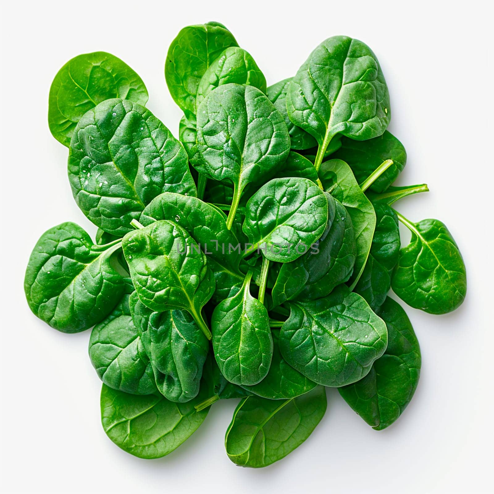 Spinach on white isolated background AI generated image