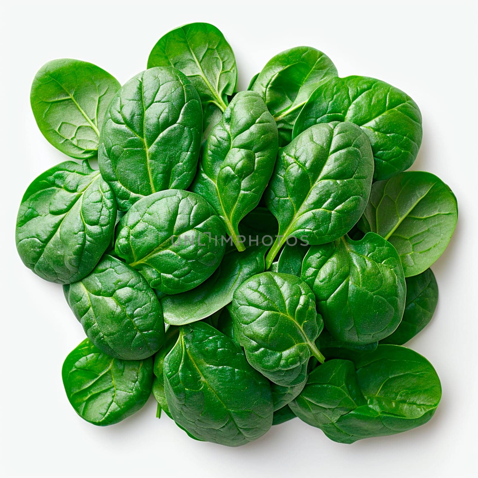 Spinach on white isolated background AI generated image