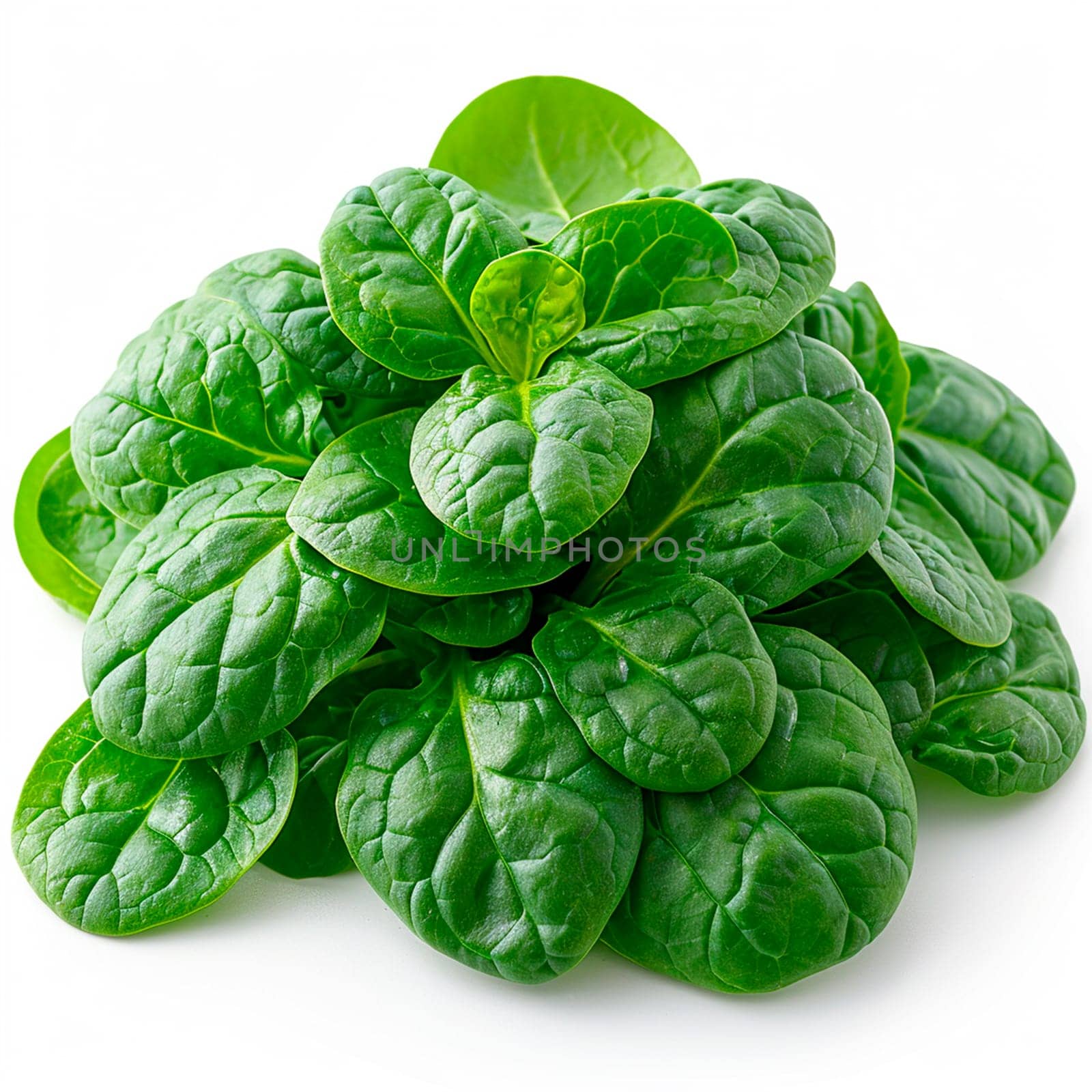 Spinach on white isolated background AI generated image