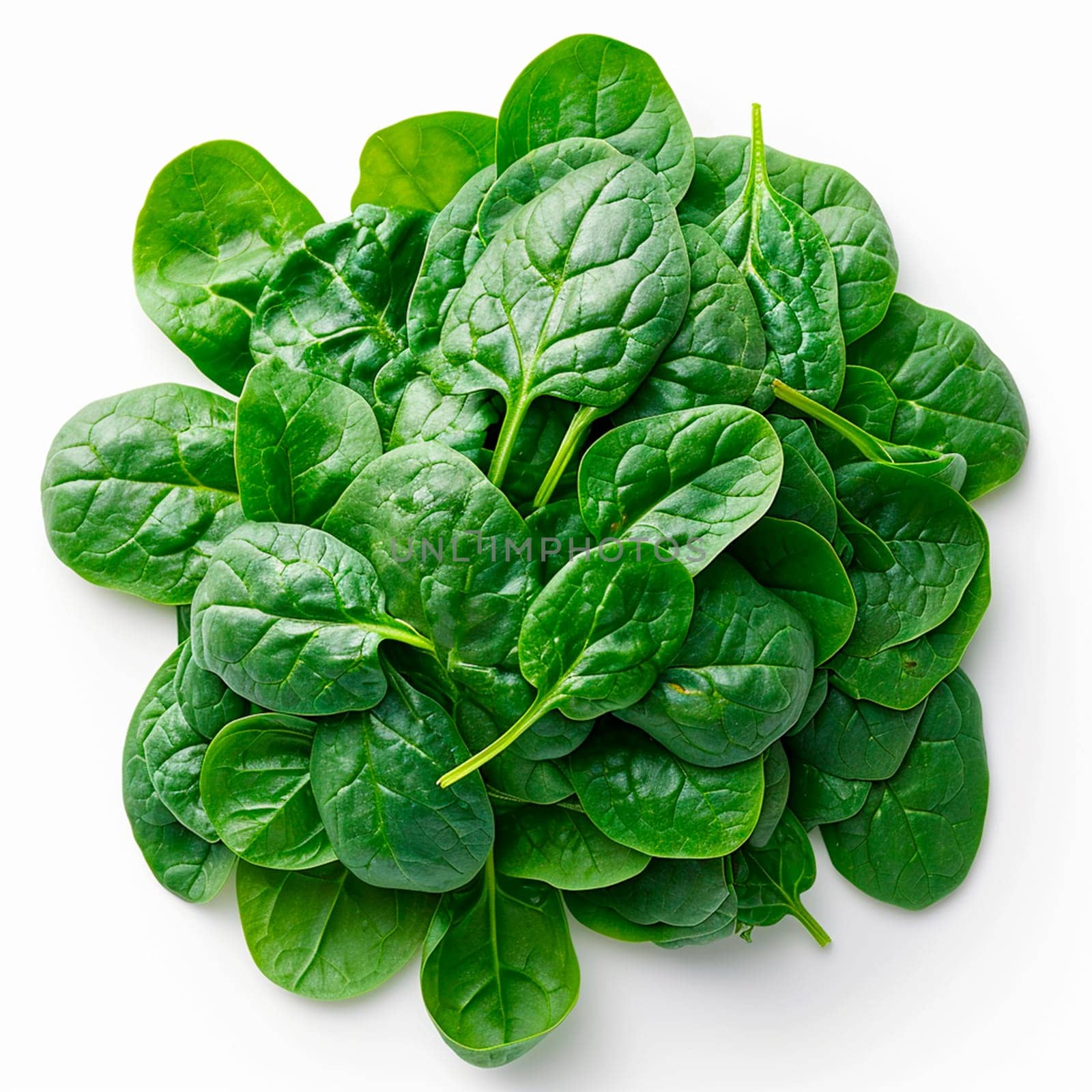 Spinach on white isolated background AI generated image