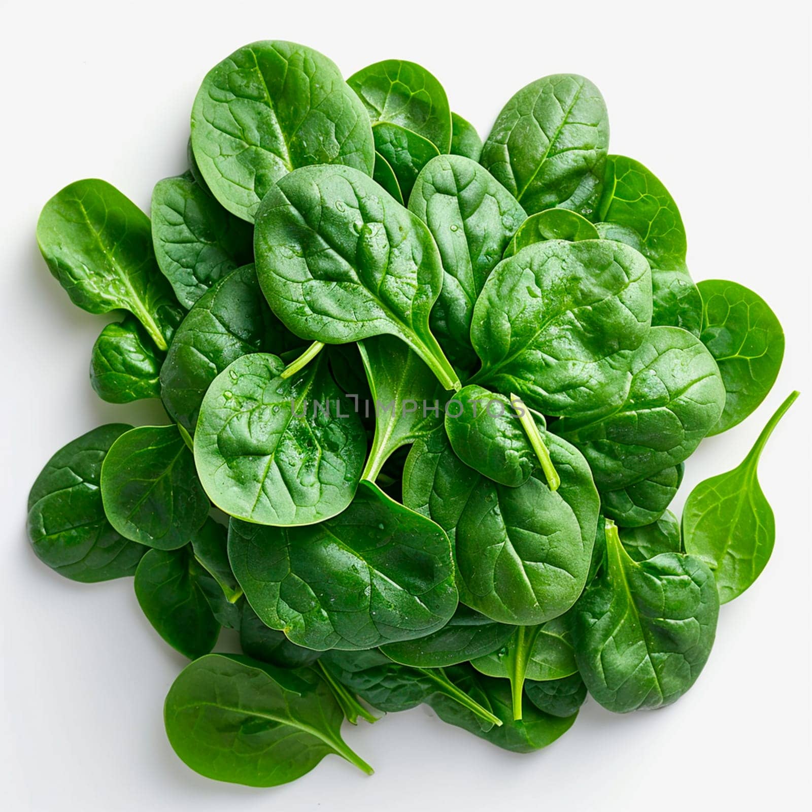 Spinach on white isolated background AI generated image