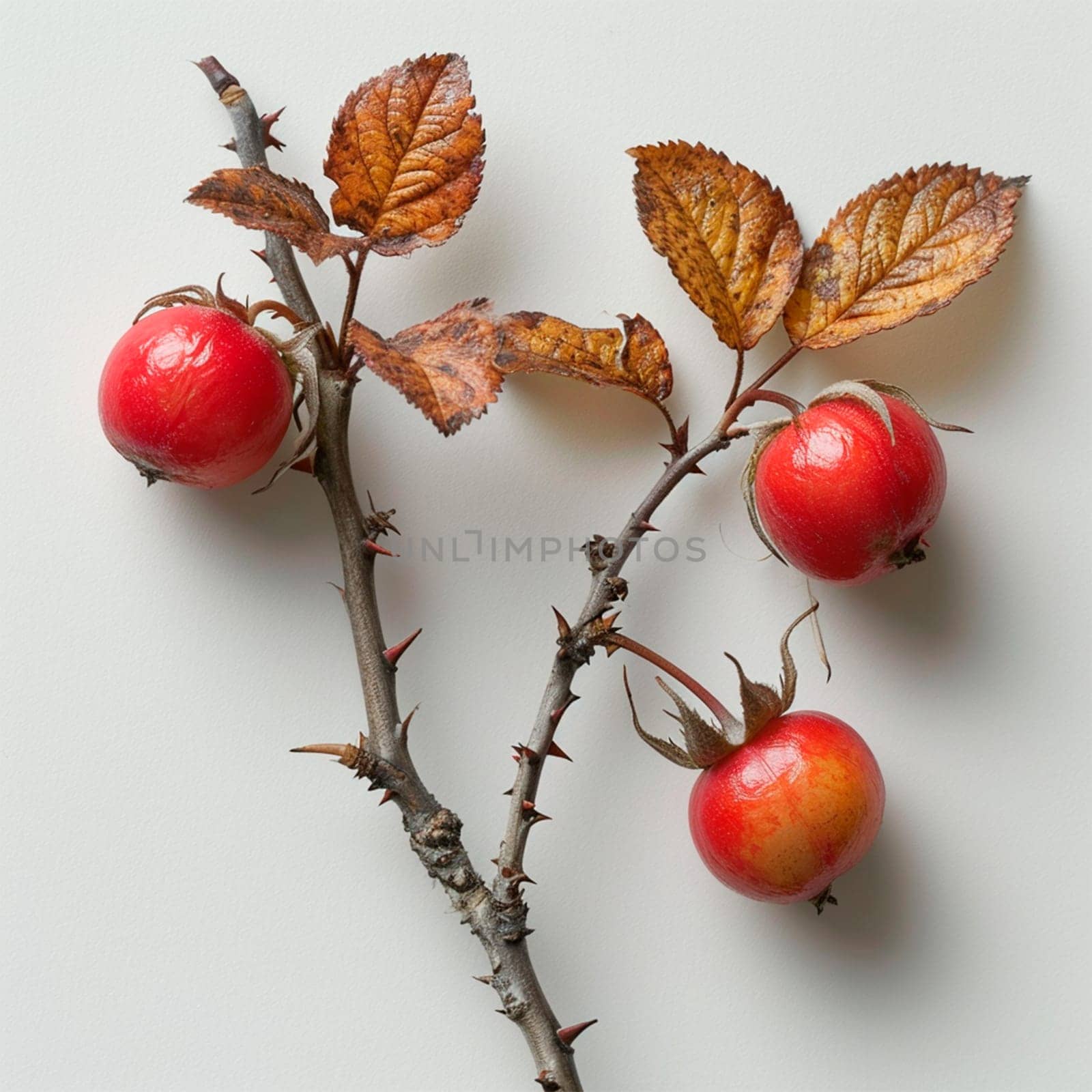 Rosehip on a white isolated background AI generated image