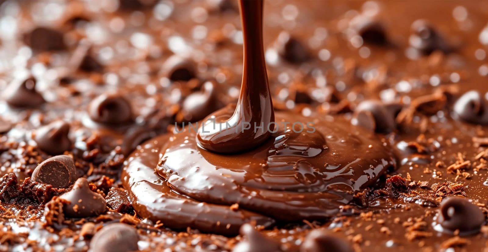 Liquid chocolate, milk cream chocolate AI generated image