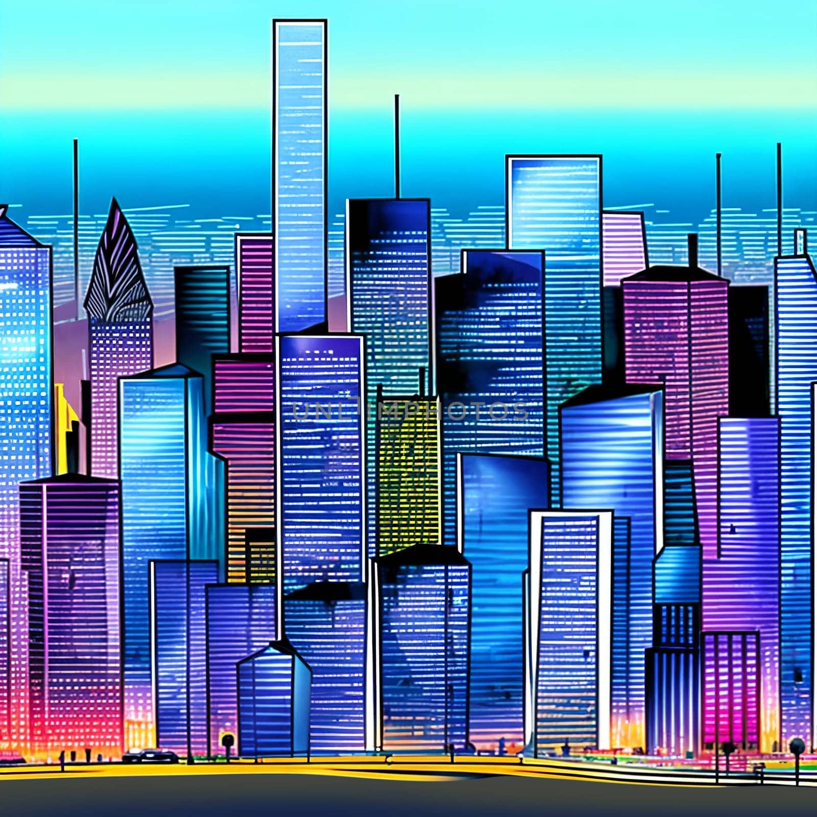 Futuristic cityscape with sleek, metallic buildings and high-tech gadgets in the foreground . AI Generative