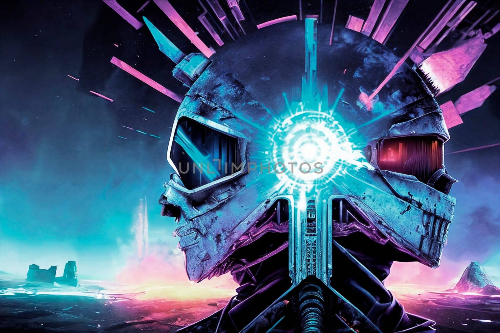 Futuristic image of robot. Digital background . AI Generative