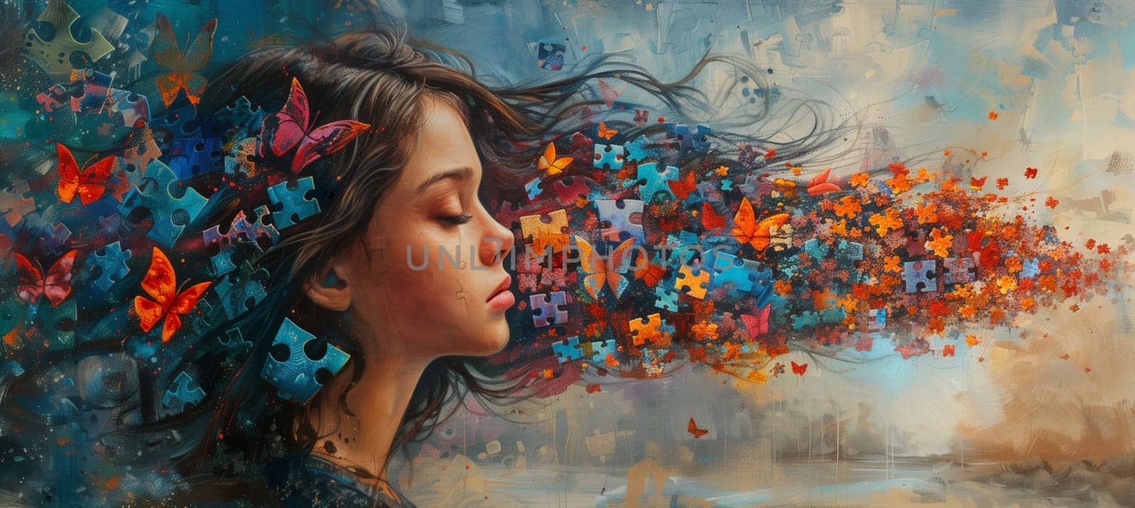 Autism, ADHD, attention deficit hyperactivity disorder, mental health, mind of a child with colorful jigsaw or puzzle pieces