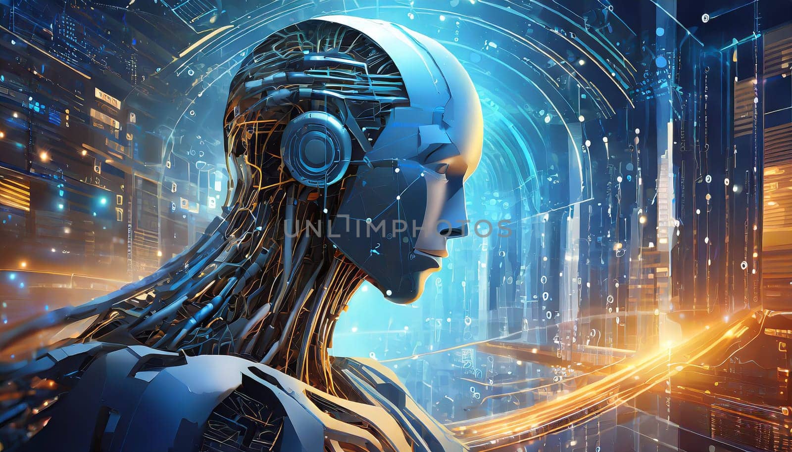 Artificial intelligence. Technology web background. Virtual concept
