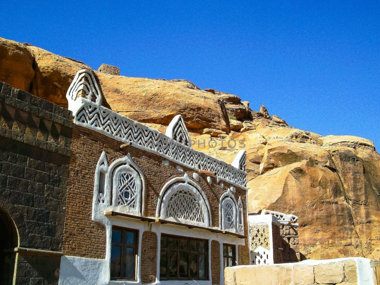 City of Sana'a, streets and buildings of the city in Yemen, sights and architecture of the Middle East.