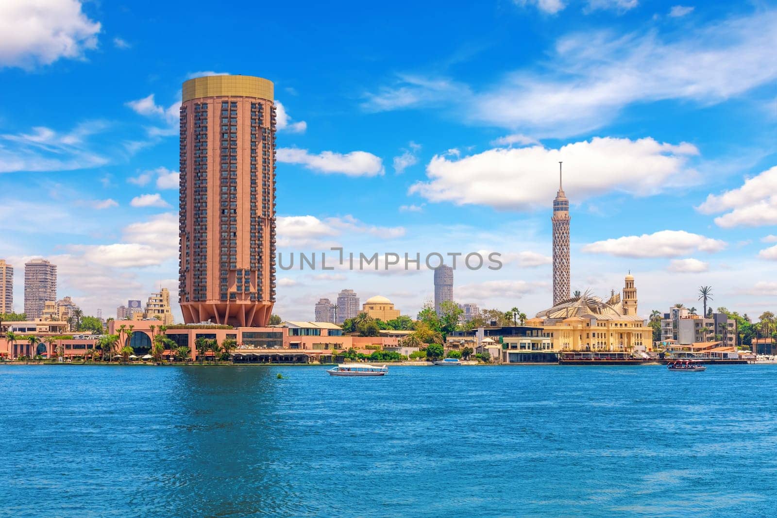 Cairo downtown view, nile and the skyscrappers, Egypt.
