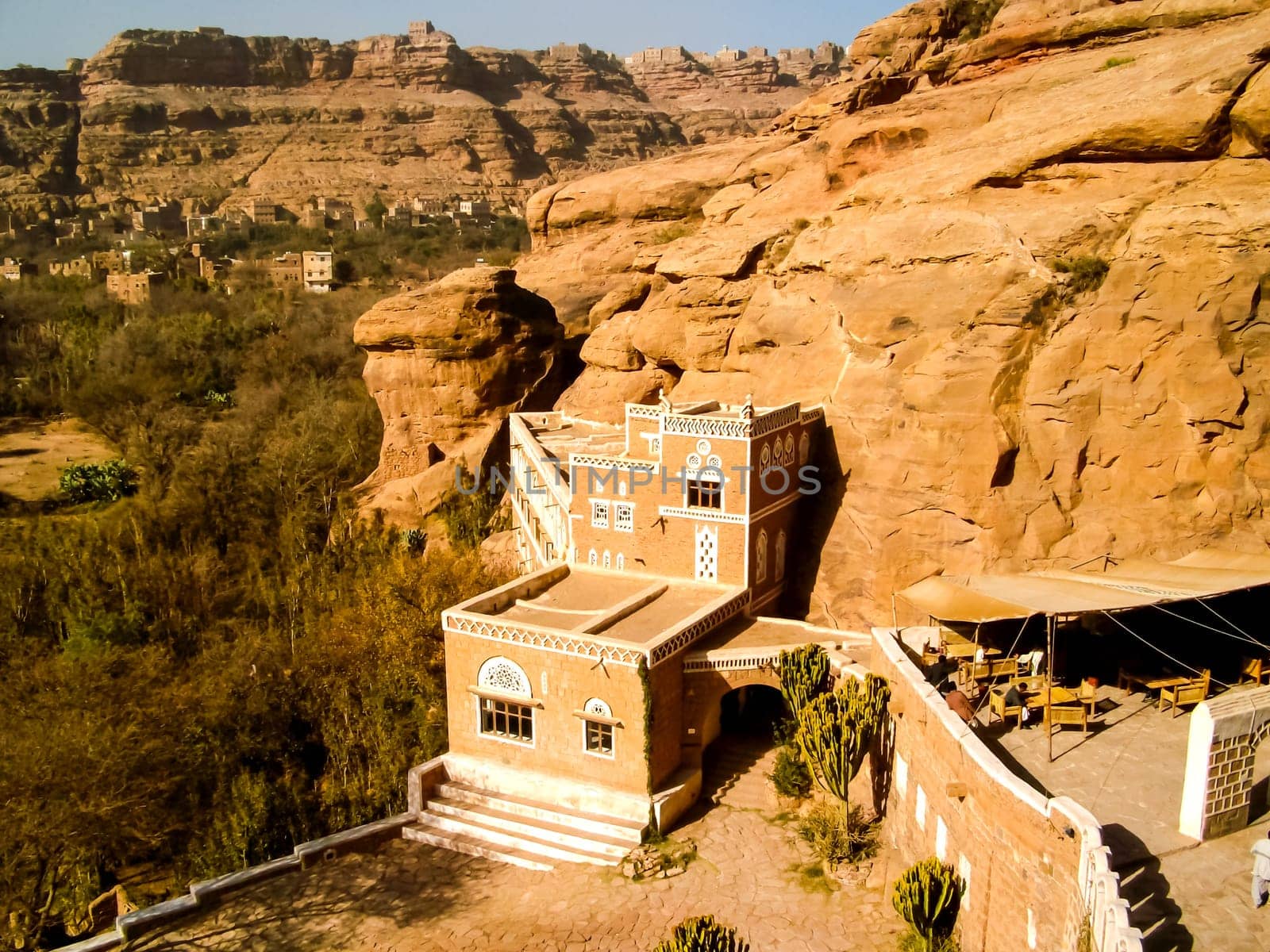City of Sana'a, streets and buildings of the city in Yemen, sights and architecture of the Middle East.