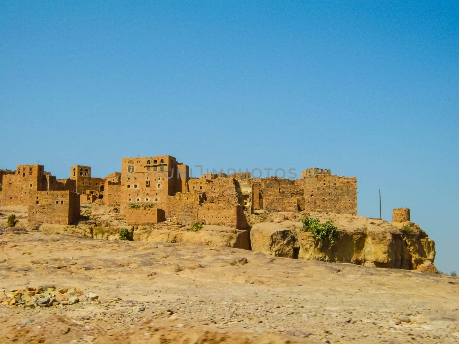 City of Sana'a, streets and buildings of the city in Yemen, sights and architecture of the Middle East.