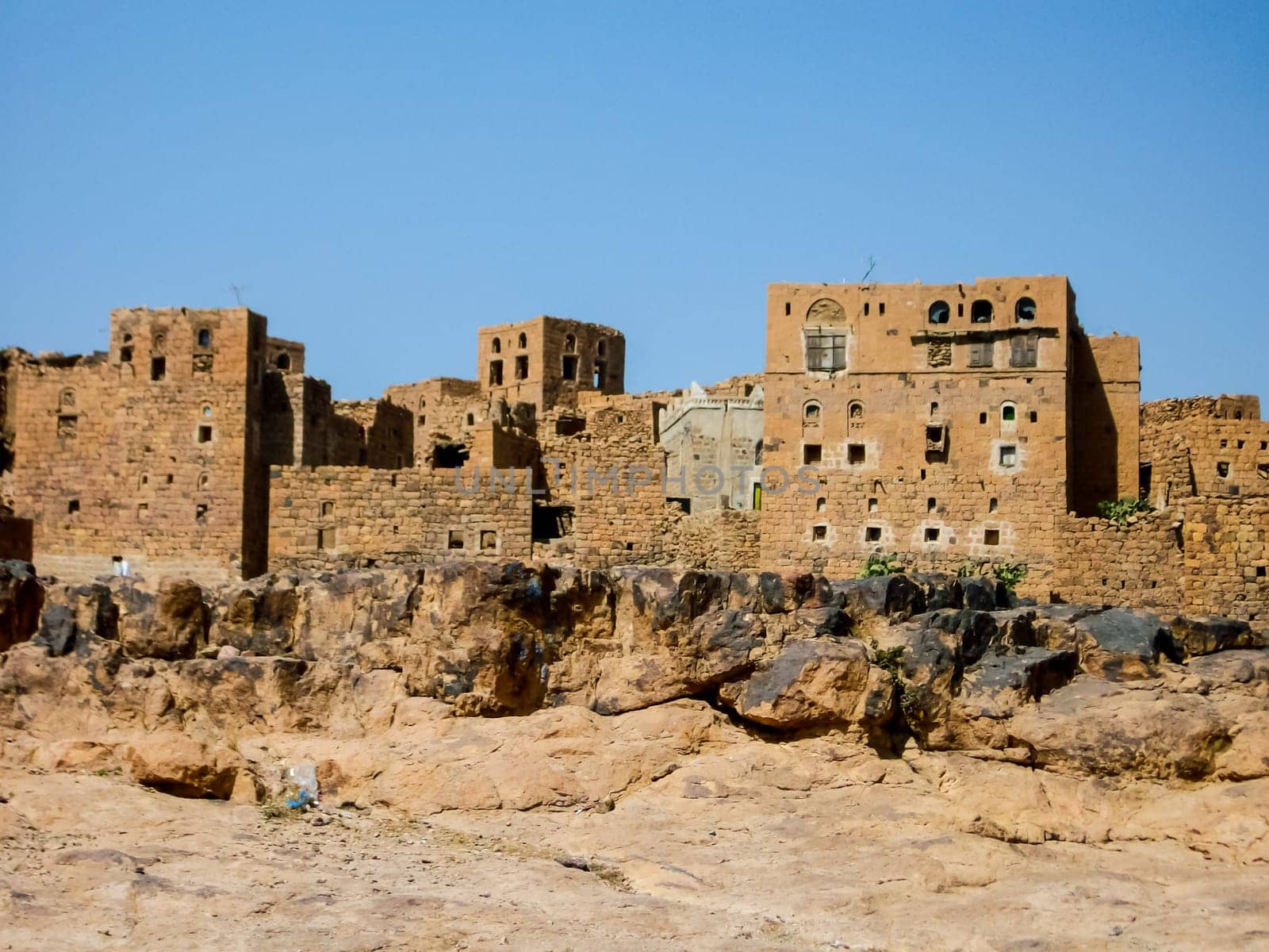 City of Sana'a, streets and buildings of the city in Yemen, sights and architecture of the Middle East.