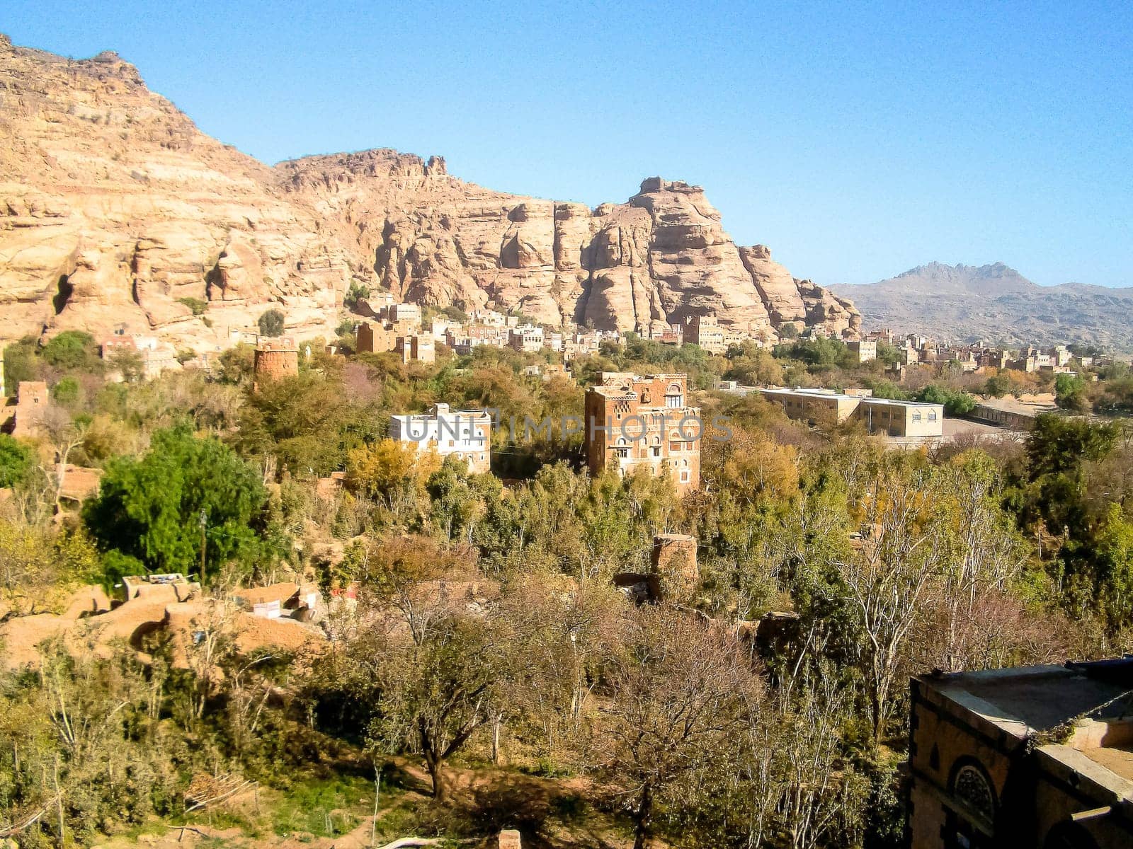 City of Sana'a, streets and buildings of the city in Yemen, sights and architecture of the Middle East.