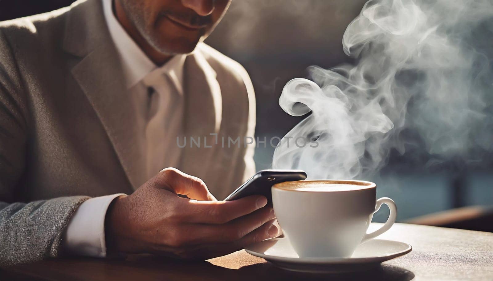 Close up of a man using mobile smart phone