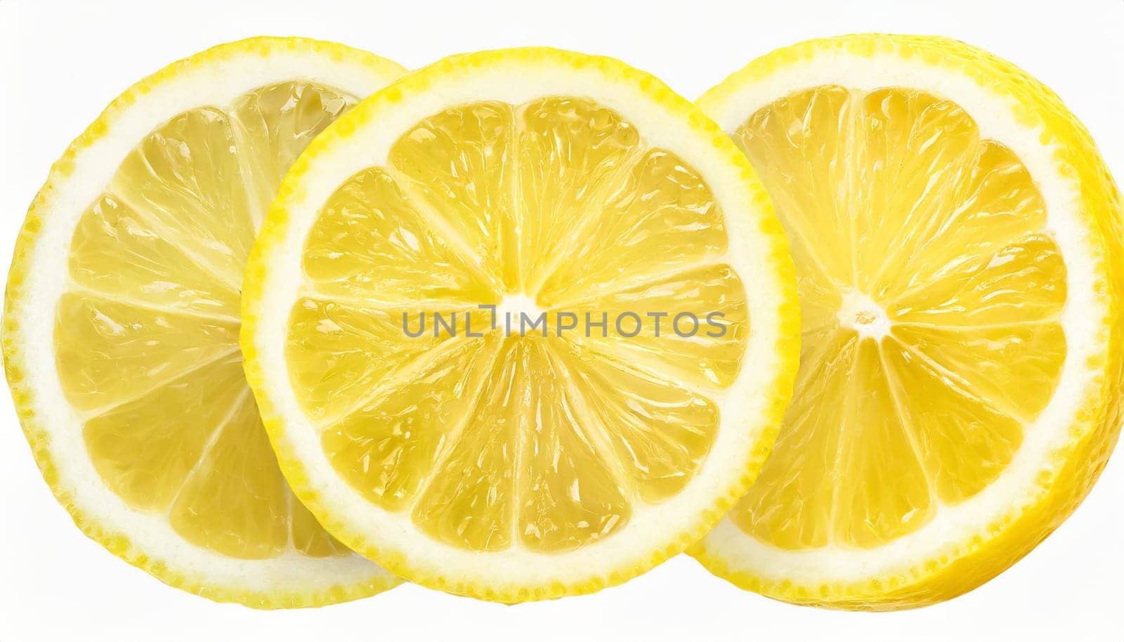 Slices of fresh lemon as background, top view