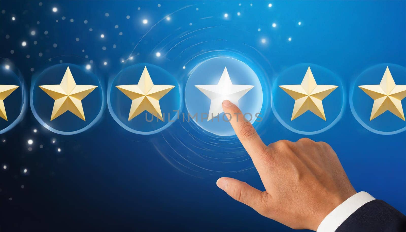 5 Five Stars Rating Quality Review Best Service Business Internet Marketing Concept