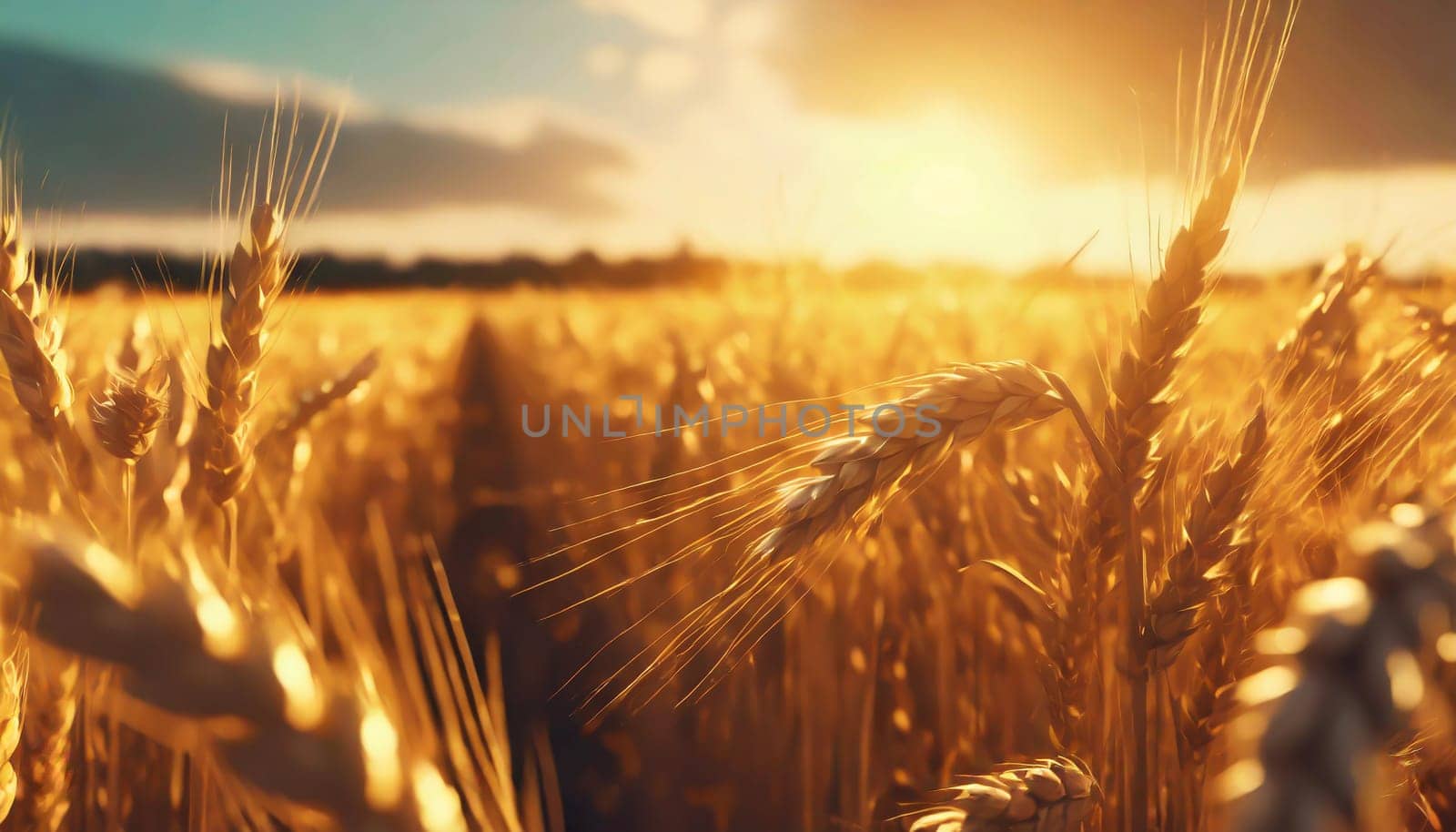 Golden cornfield in sunny day