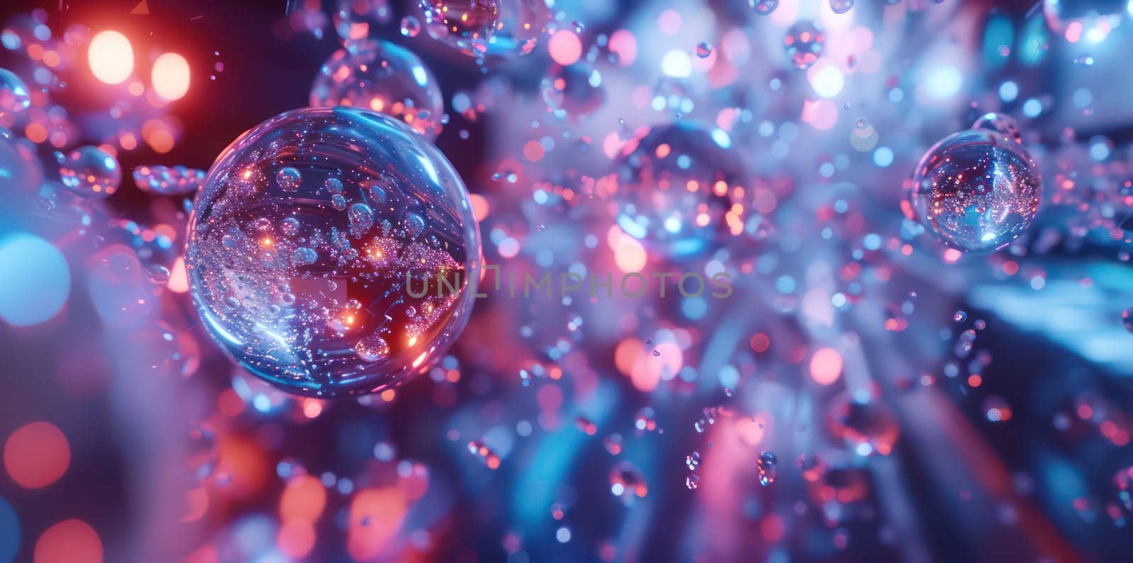 Holographic glass drops abstract background. Generative AI design
