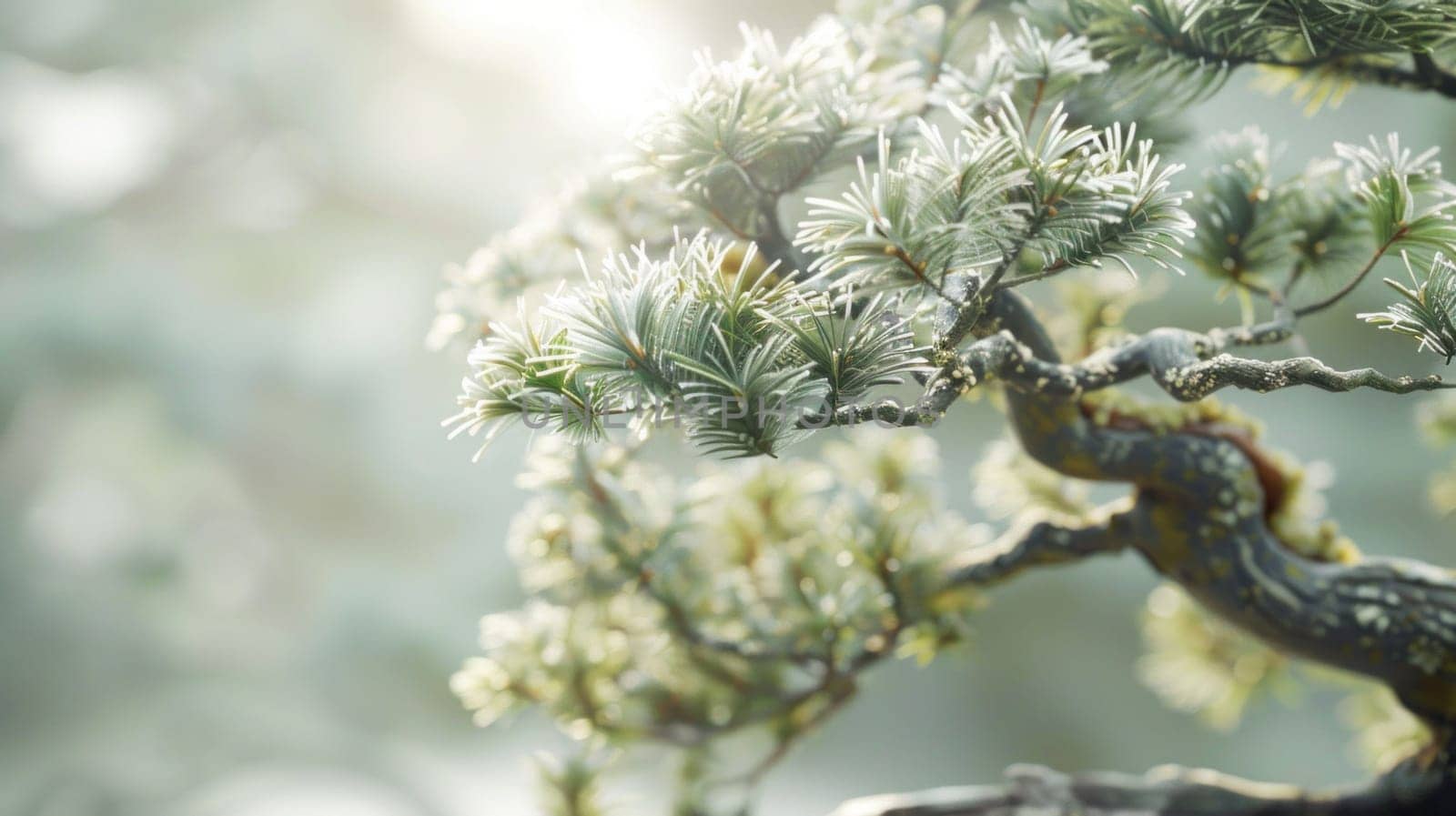 Serene bonsai with lush green foliage. Created using AI generated technology and image editing software.
