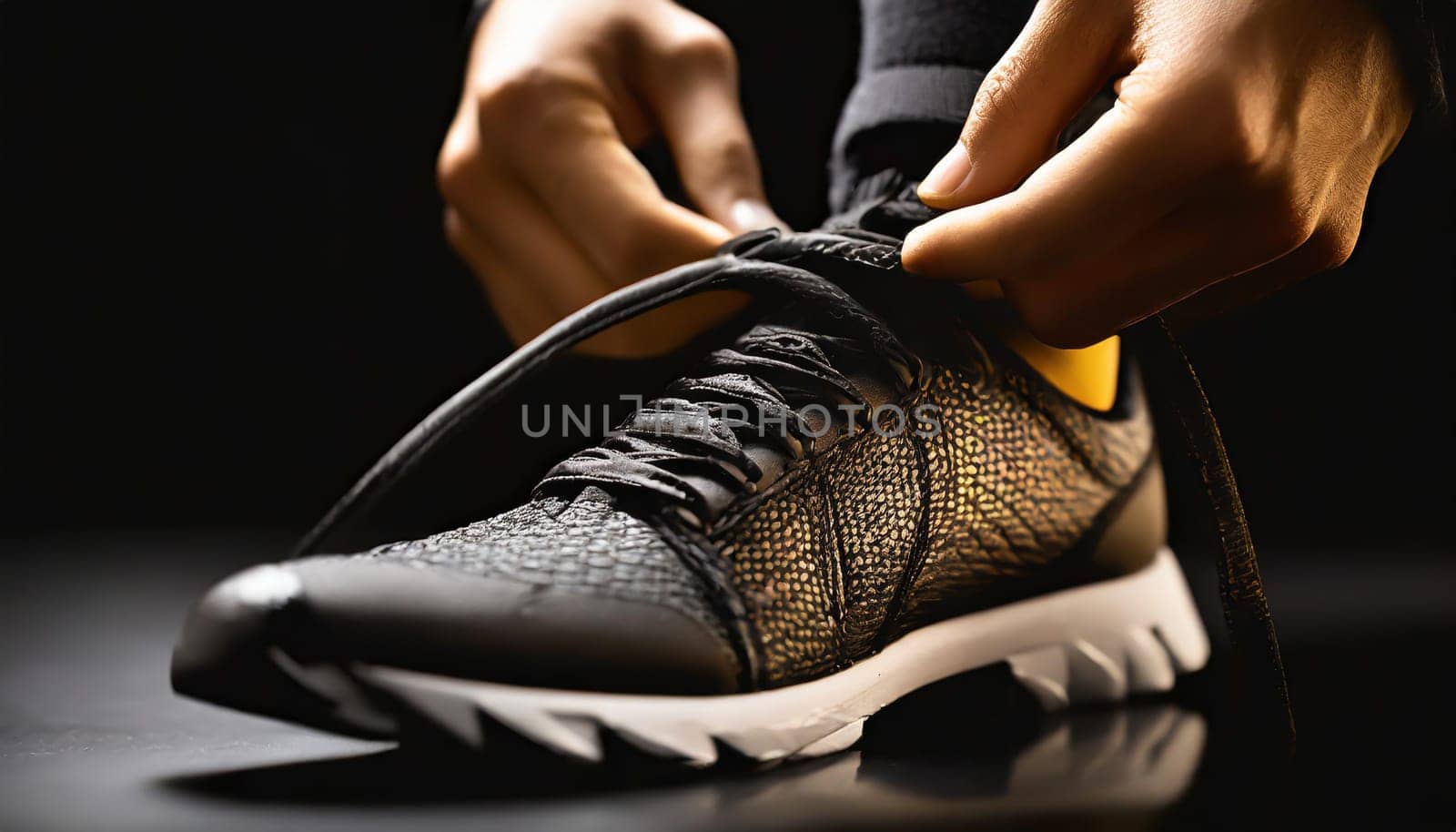 Tying sports shoes