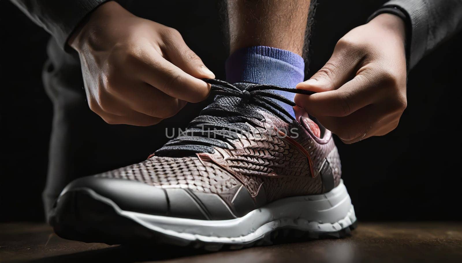 Tying sports shoes