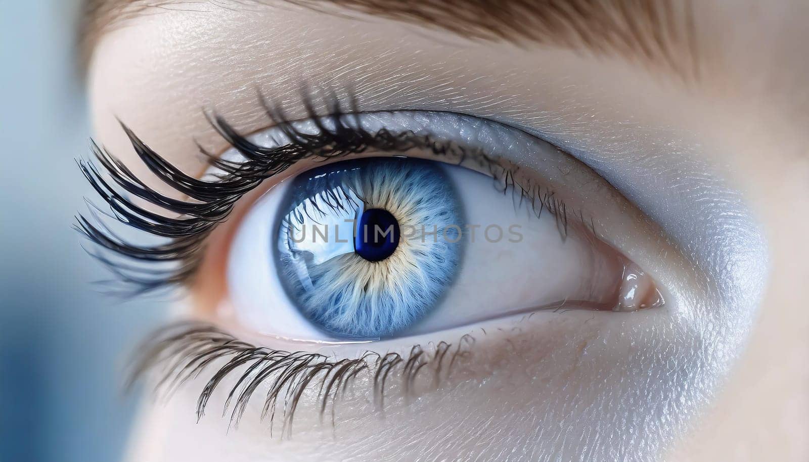Female Eye with Extreme Long False Eyelashes. Eyelash Extensions. Makeup, Cosmetics, Beauty. Close up, Macro