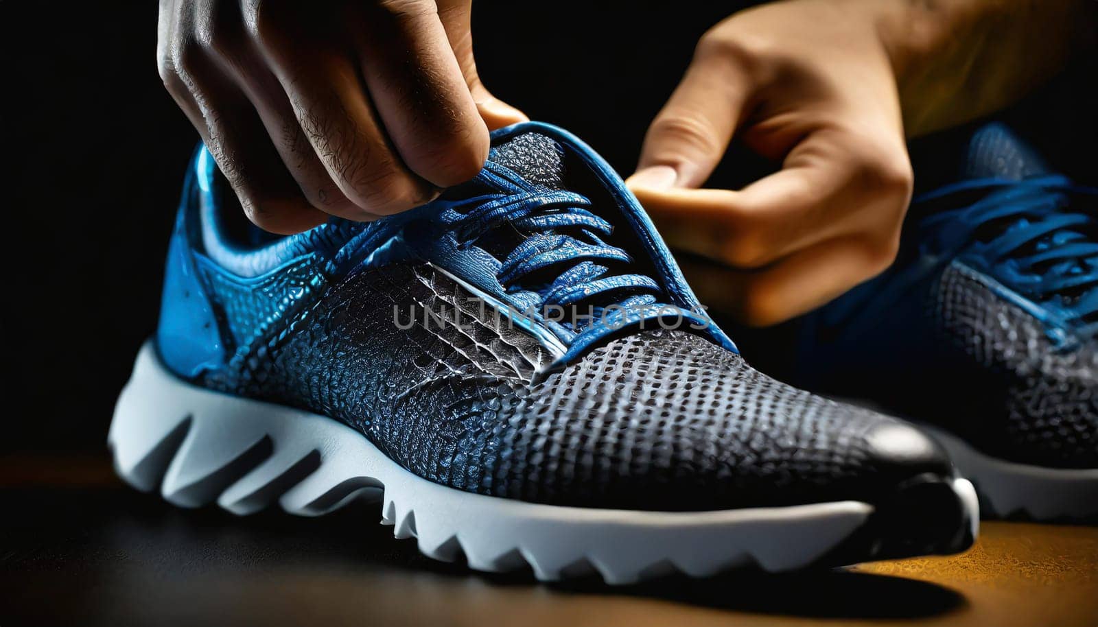 Tying sports shoes