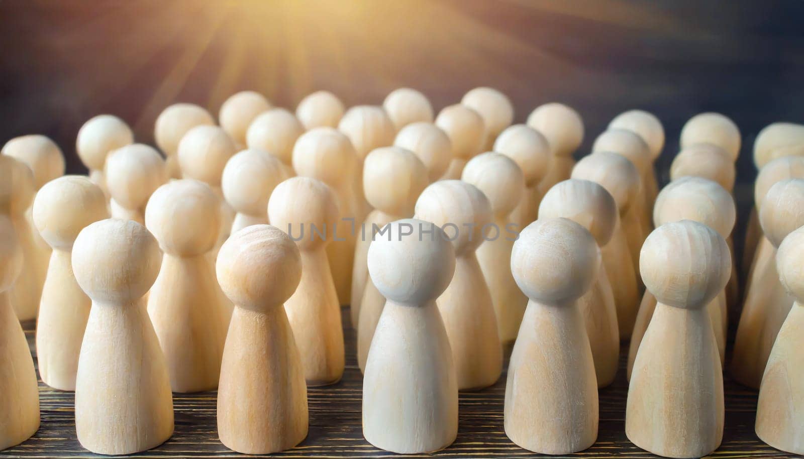 Wooden figures of people are lying on a white background. The search for the second half. Social network. Business. The concept of human resources management. Headhunters. Search for people to work