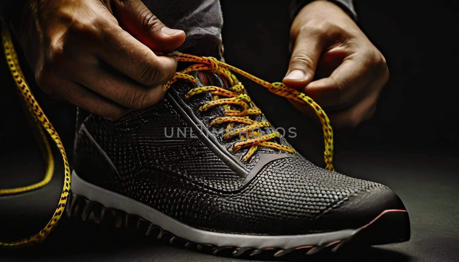 Tying sports shoes