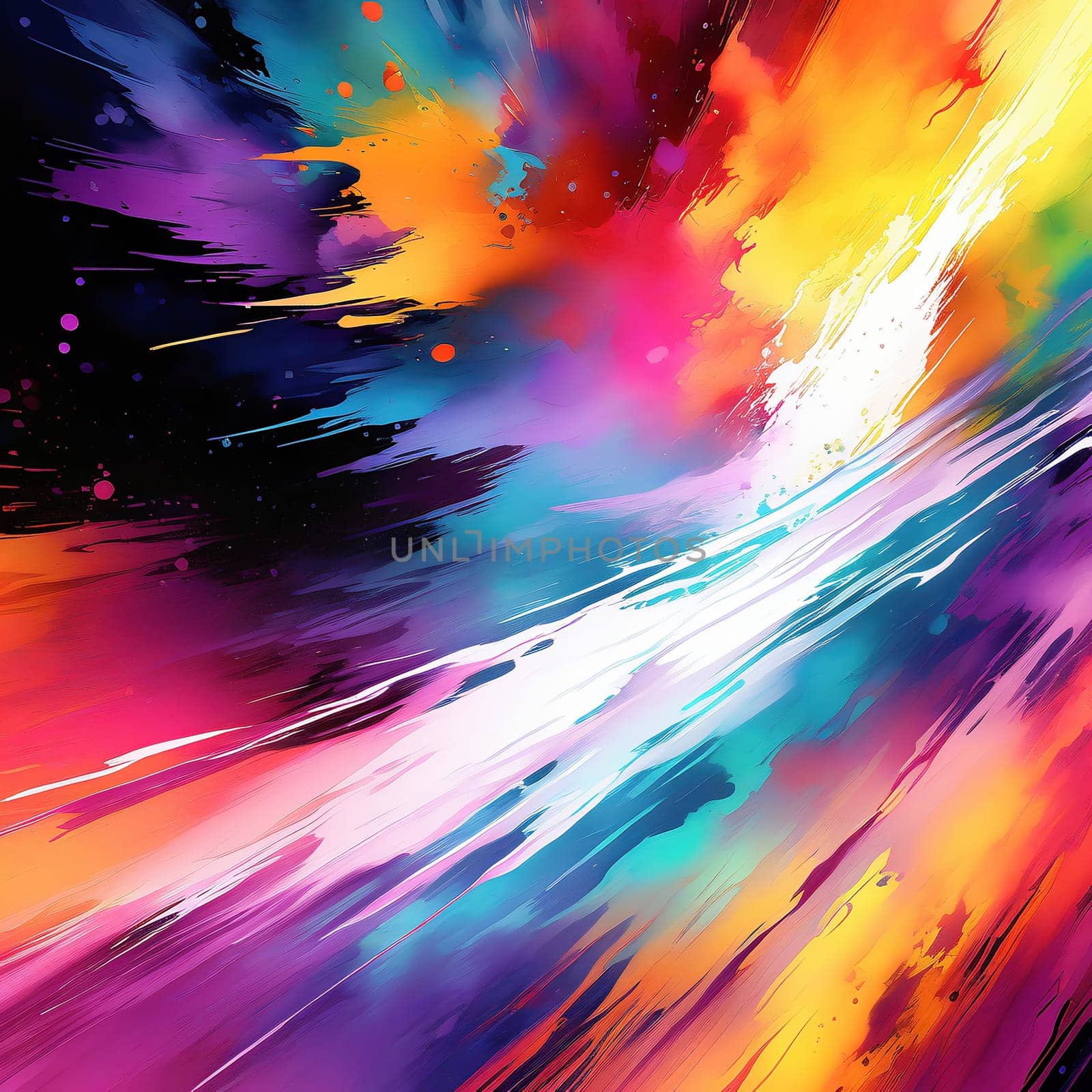 Washed-out watercolors as a background. Bright colors that run. Colorful splashes of color. AI generated image