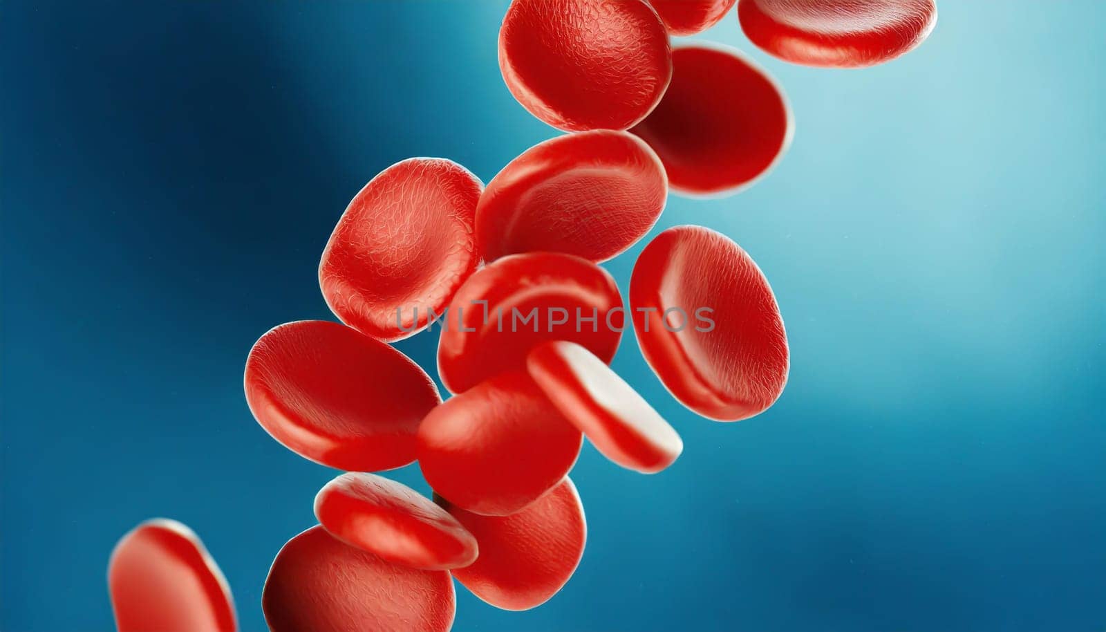 Close-up of red blood cells flowing in a blood vessel. Research concept.