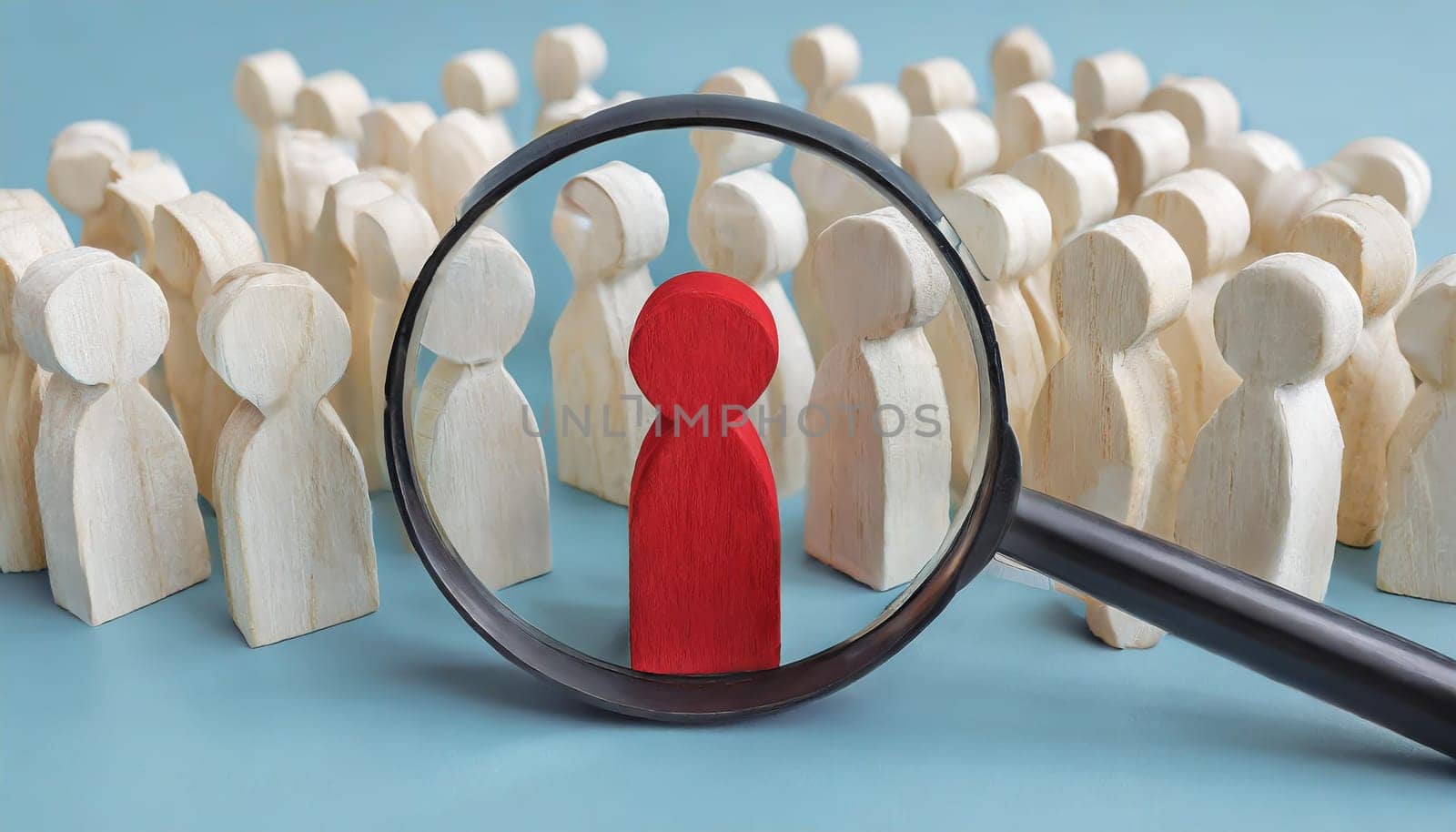 Wooden figures of people are lying on a white background. Social network. Business. The concept of human resources management. Headhunters. Search for people to work. The search for the second half.