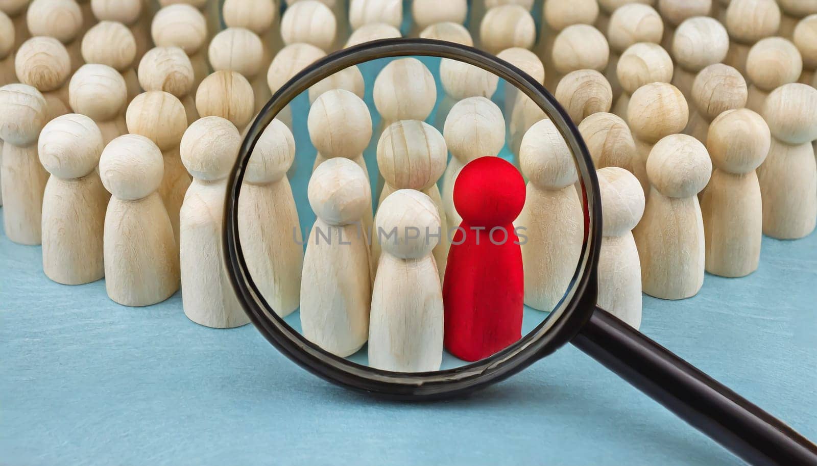 Wooden figures of people are lying on a white background. Social network. Business. The concept of human resources management. Headhunters. Search for people to work. The search for the second half.