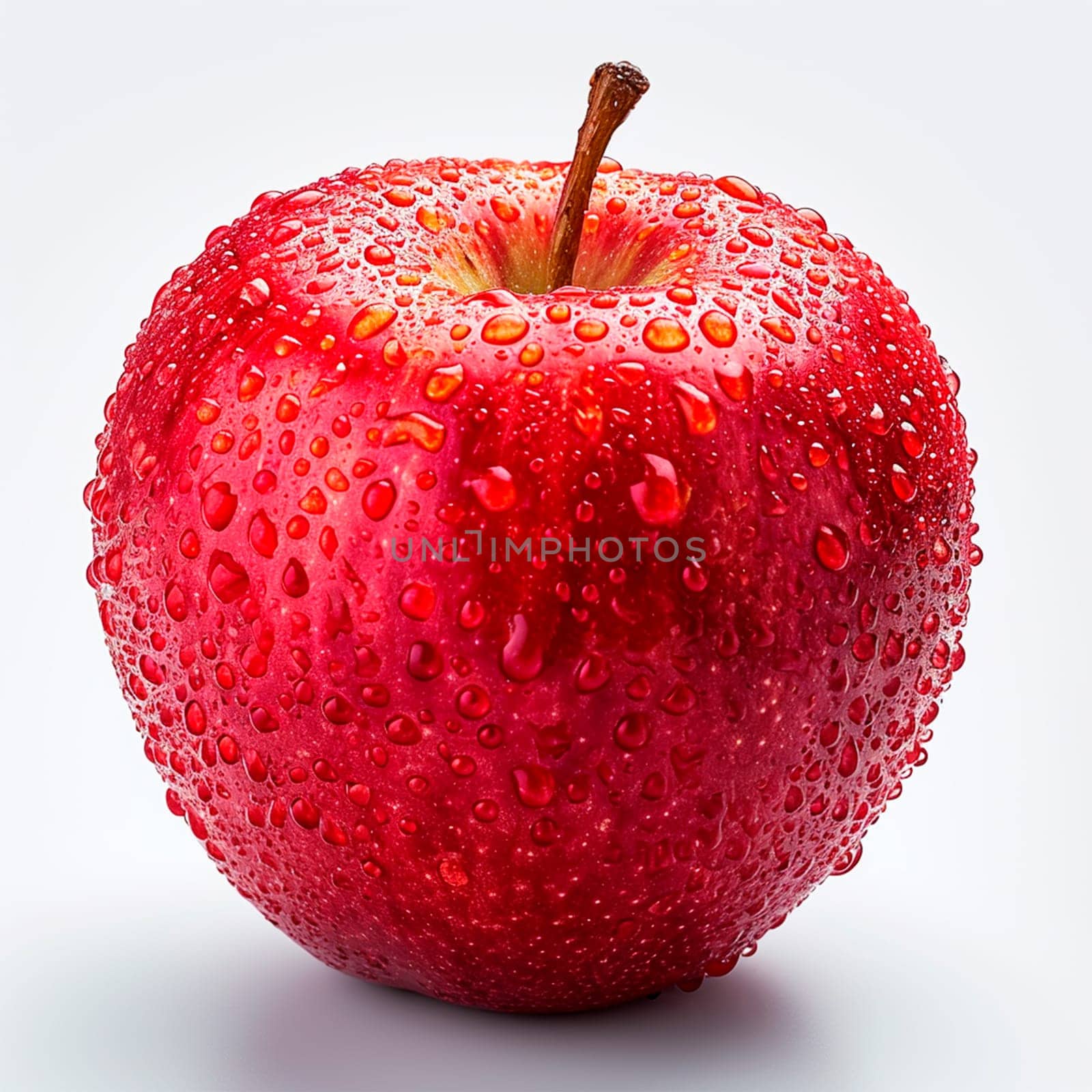 Ripe red apple on a white background AI generated image