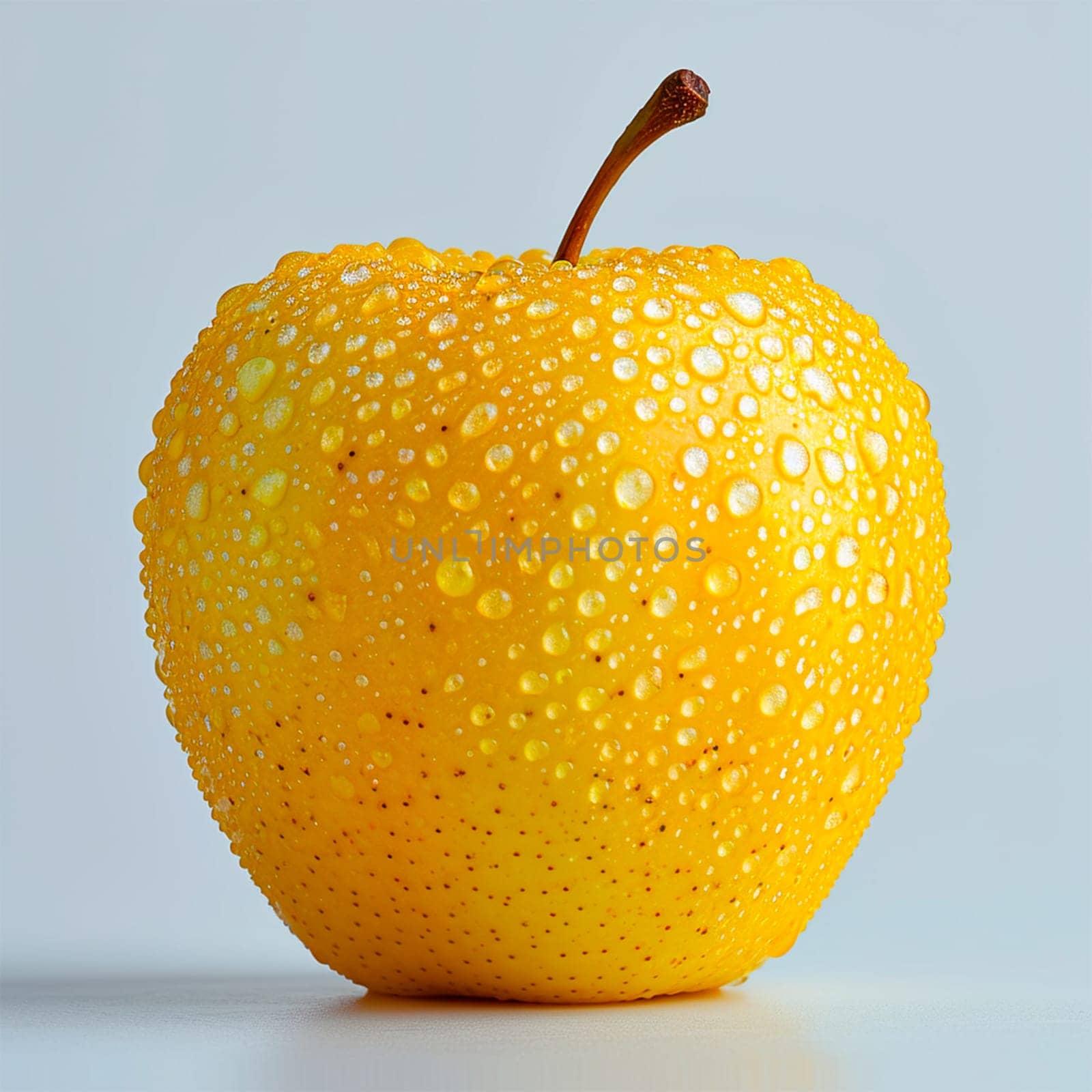 Ripe yellow green apple on a white background AI generated image