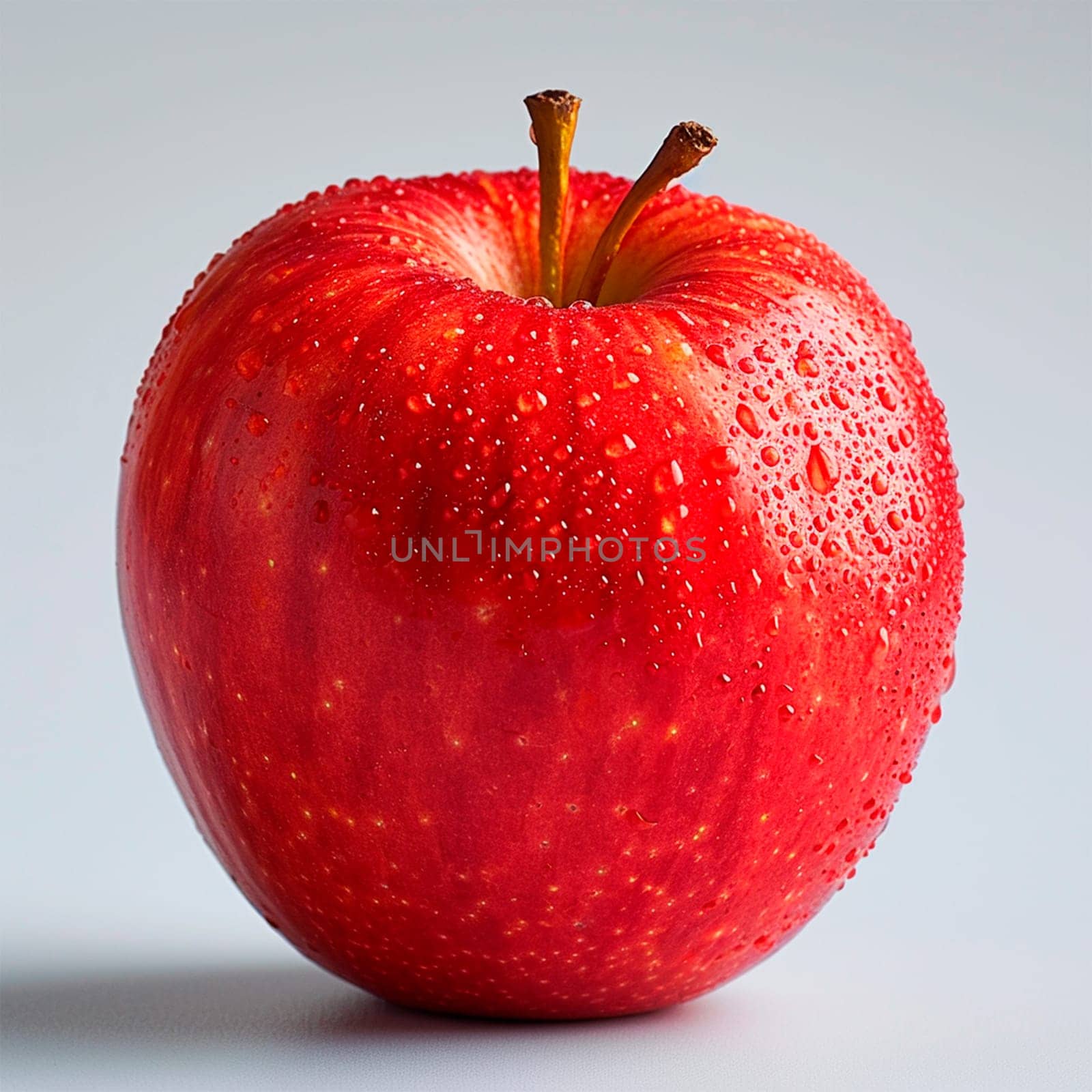 Ripe red apple on a white background AI generated image