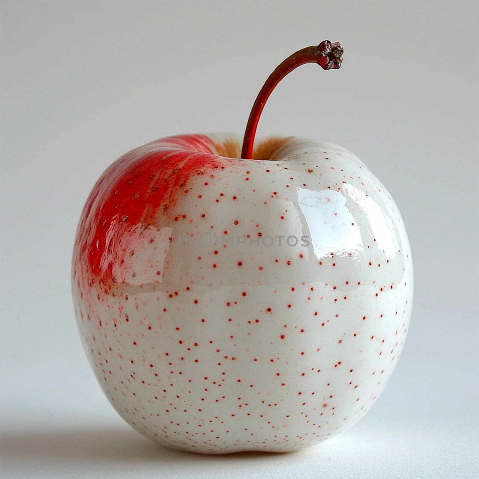 Ripe white apple on a white background AI generated image