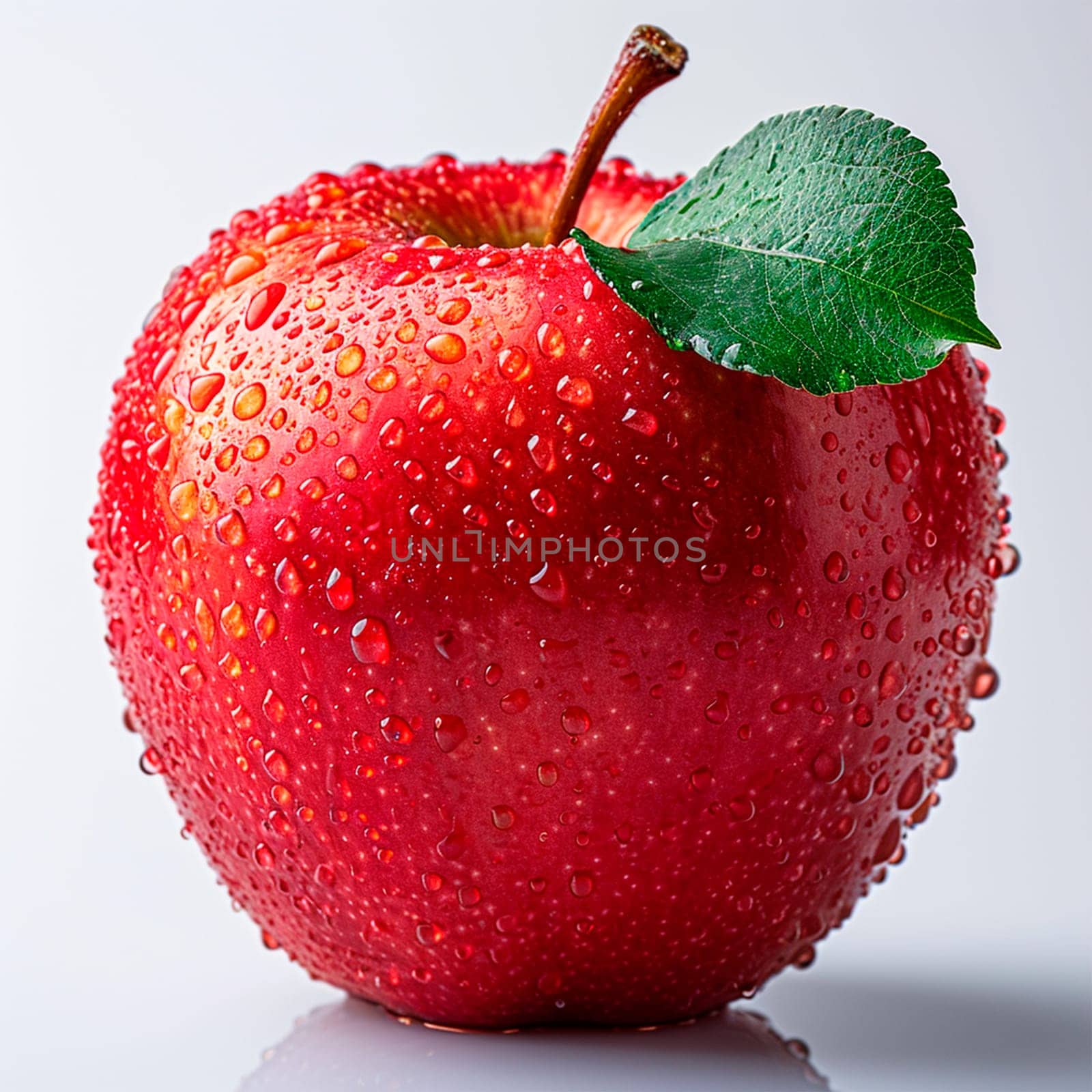 Ripe red apple on a white background AI generated image