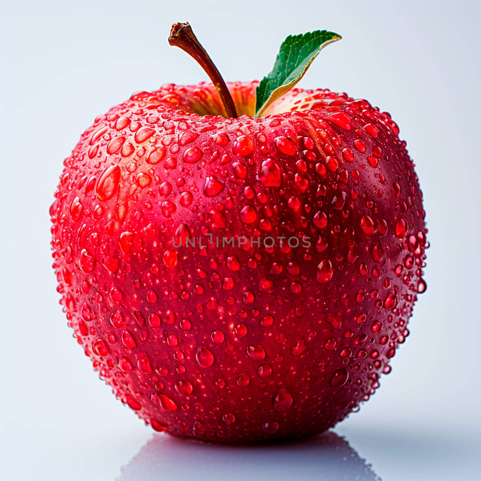 Ripe red apple on a white background AI generated image