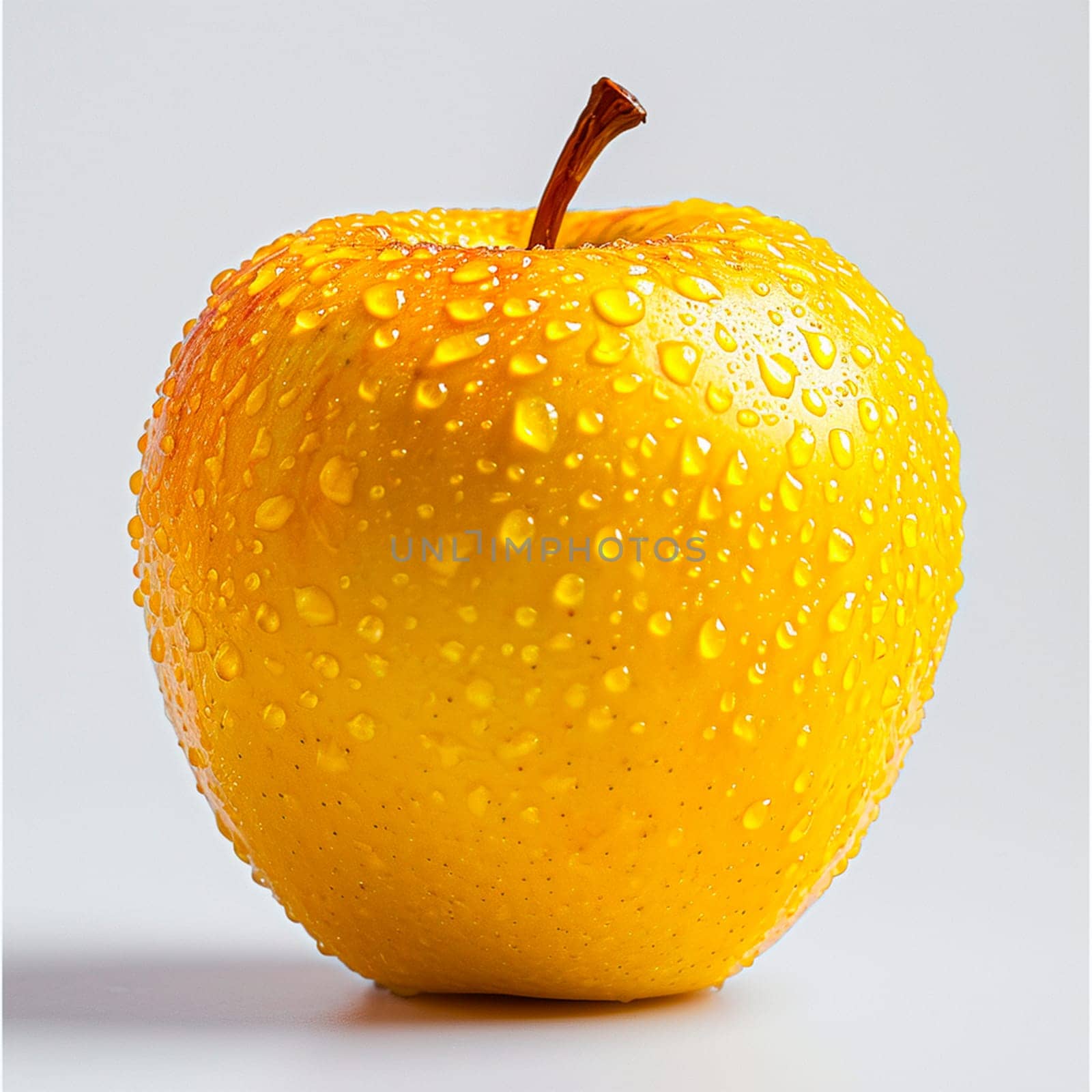 Ripe yellow green apple on a white background AI generated image