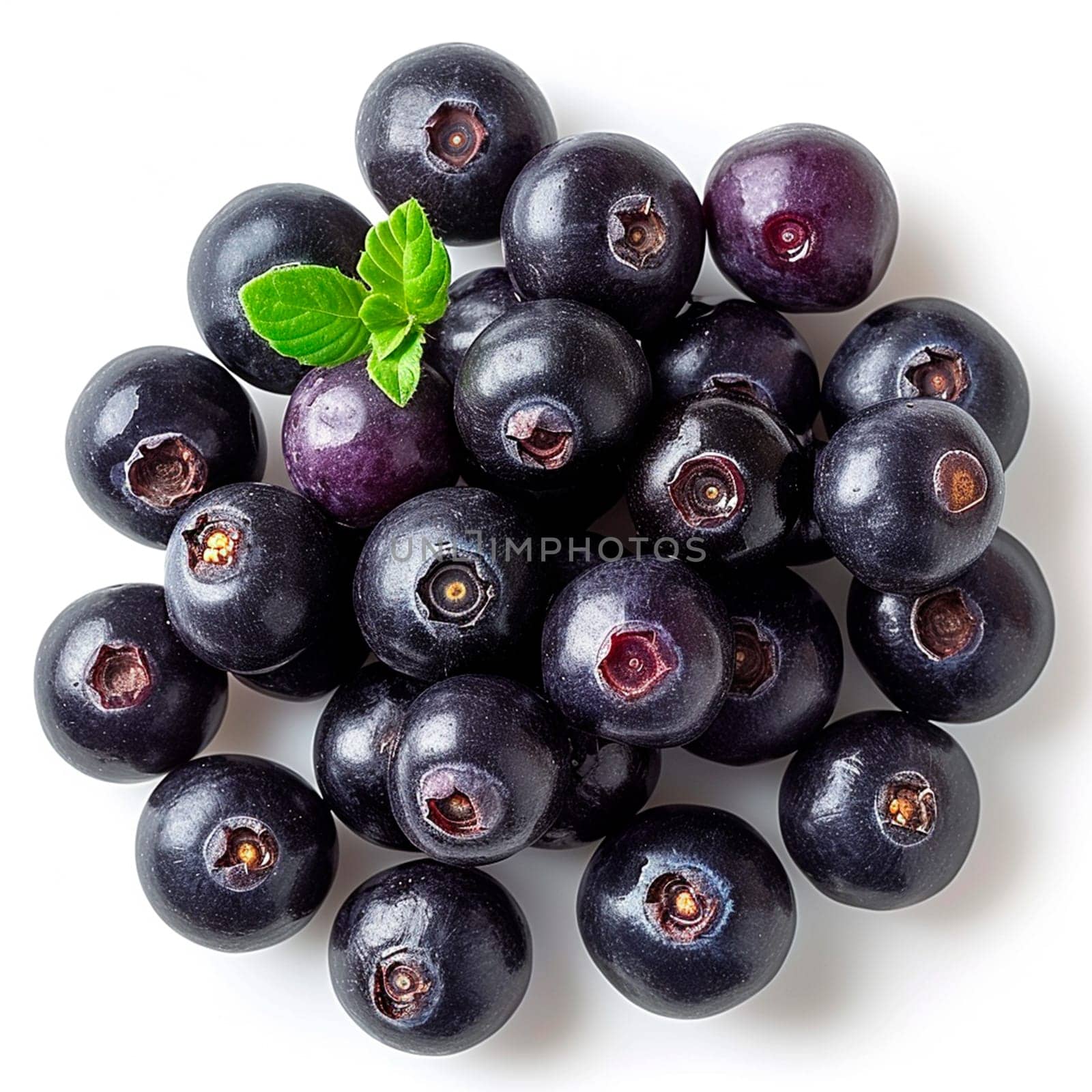 Acai berries on white isolated background AI generated image