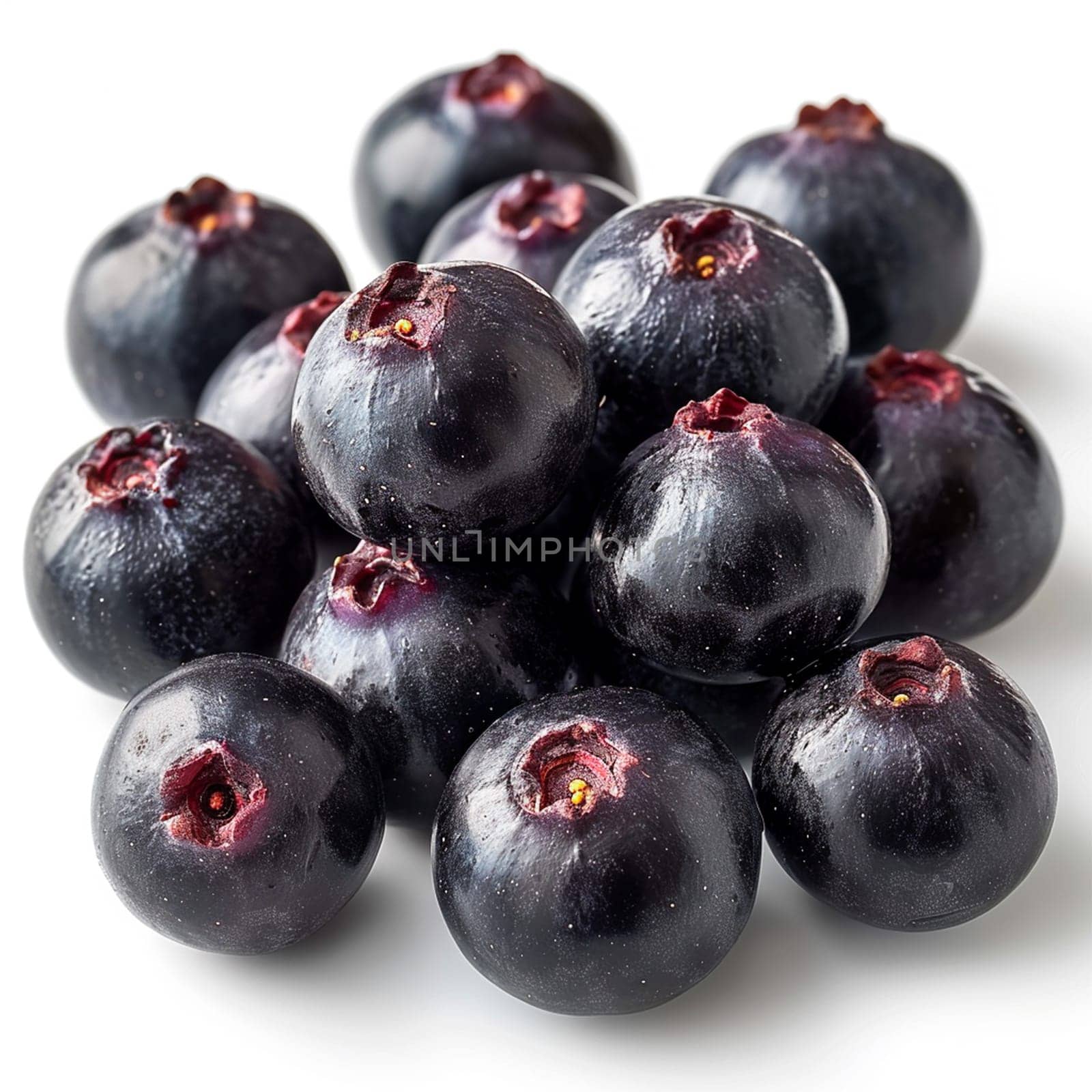 Acai berries on white isolated background AI generated image