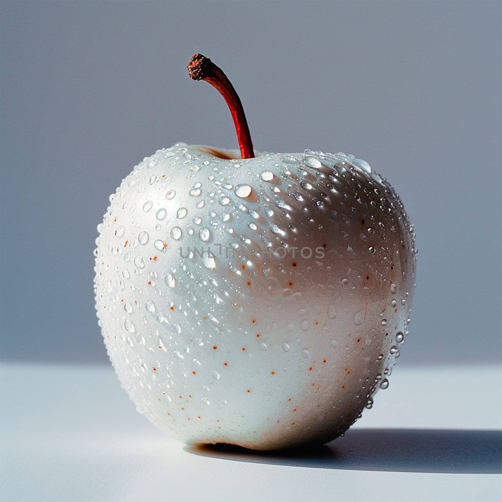 Ripe white apple on a white background AI generated image