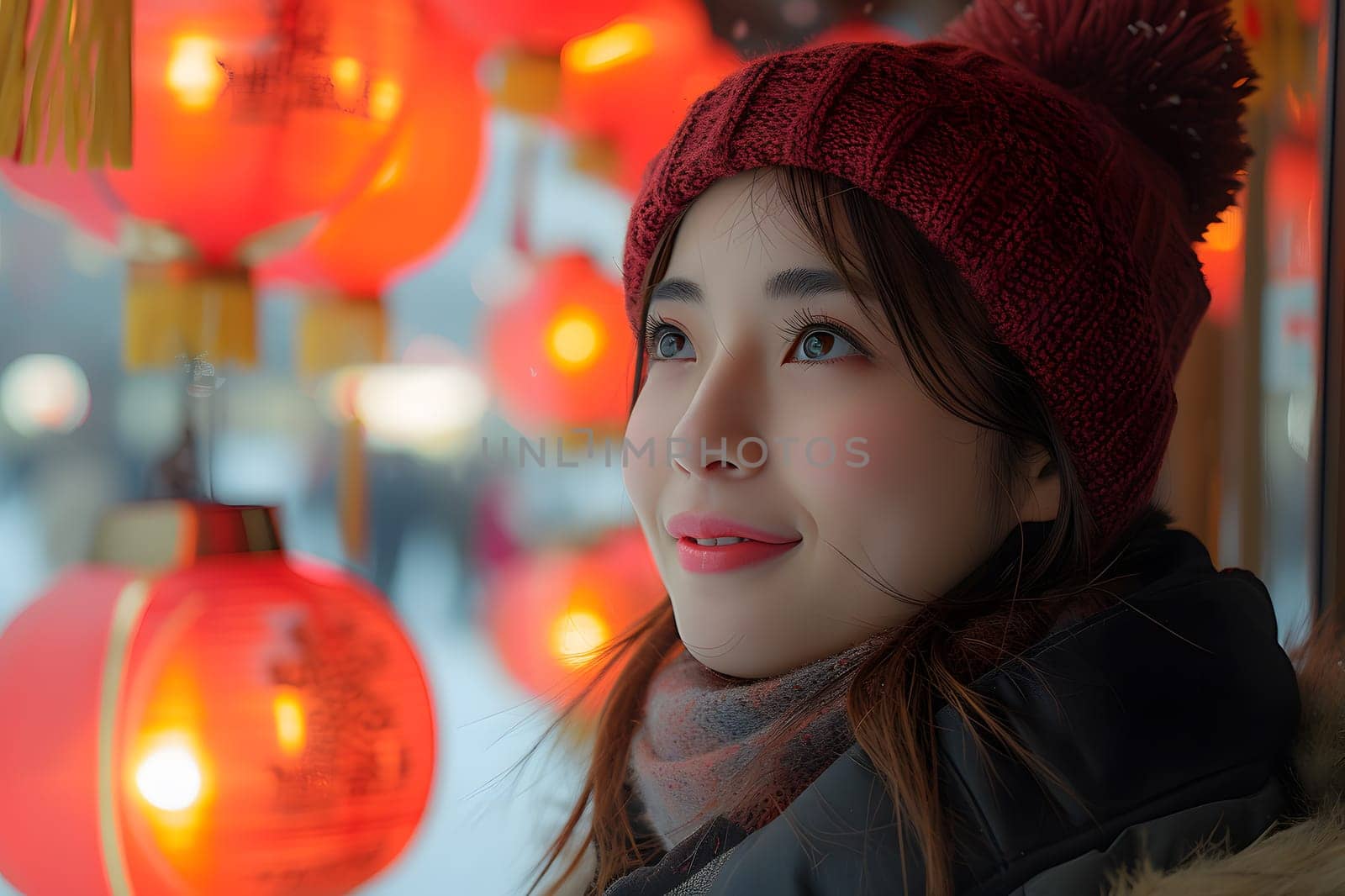 Chinese New Year People Concept, Young Chinese Women Wear the red national costume To celebrate Chinese New Year, Generative Ai