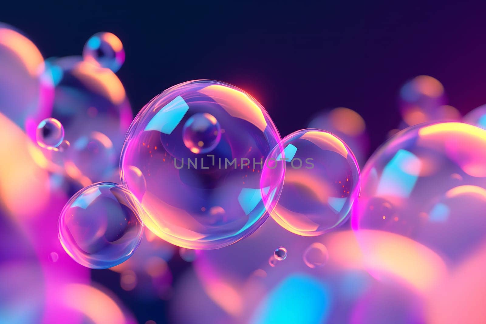 Abstract pink and cyan shiny bubble shapes background and wallpaper. Neural network generated in January 2024. Not based on any actual scene or pattern.