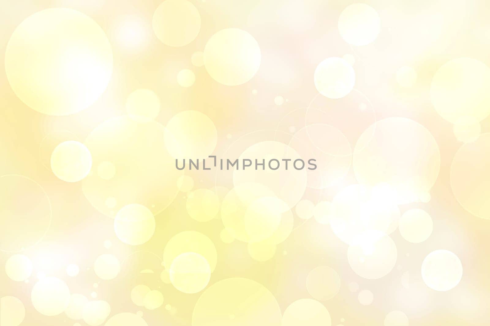 Abstract blurred fresh vivid spring summer light delicate pastel yellow white bokeh background texture with bright circular soft color lights. Beautiful backdrop illustration.